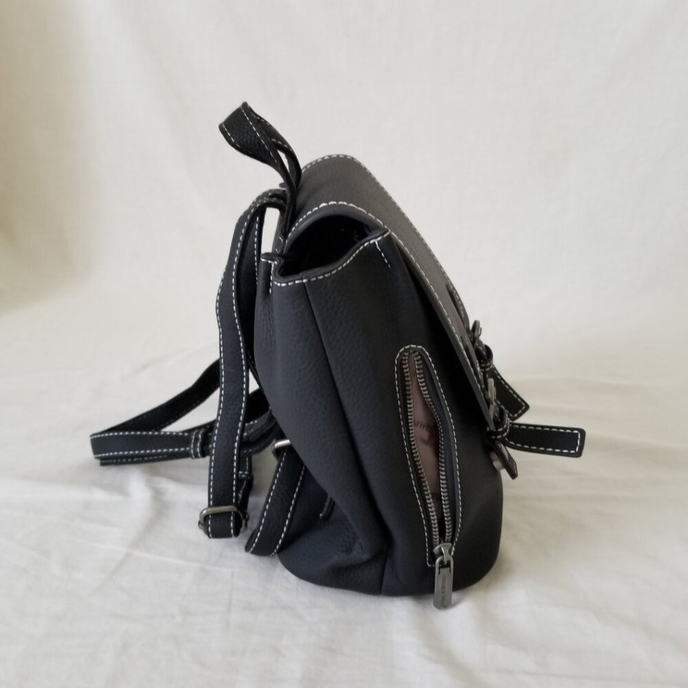 NWT! Montana West Black Faux Leather Mini Backpack Tote Bag w/Adjustable Straps - Picture 9 of 14